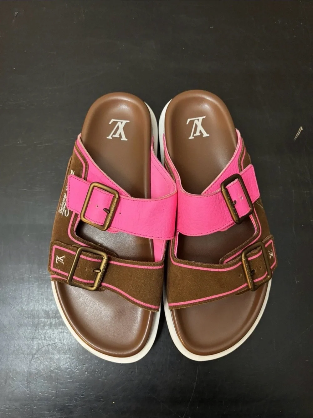 Louis Vuitton LV Trainer Mule Sandals Brown Pink